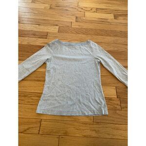 Brooks Brothers women's blue/grey striped cotton 3/4 sleeve thin shirt sz small